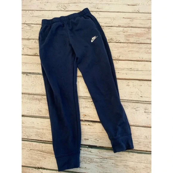 Nike Sportswear Club Fleece Joggers Navy Blue Sweatpants Mens Small Embroidered - Picture 1 of 2